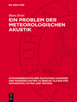 cover image of Ein Problem der meteorologischen Akustik